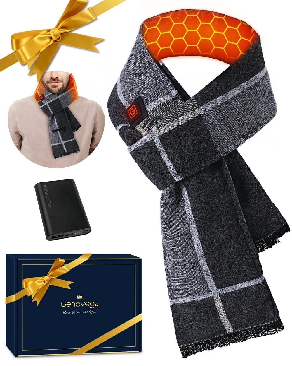 2837 Heated Scarf Gifts Idea Him Dad Husband Boyfriend Couple Brother
